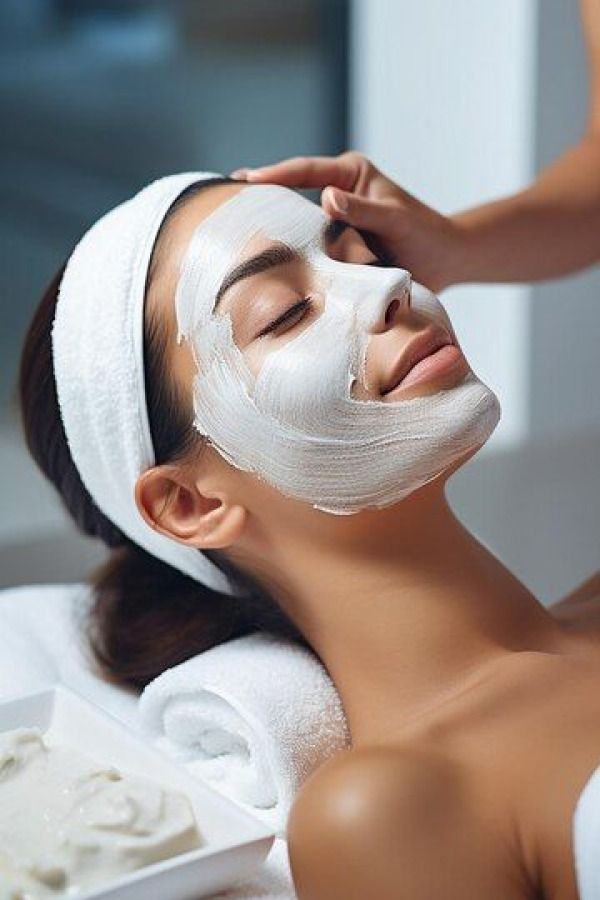 girl doing spa beauty treatment with mask on her face - Korean skincare for acne